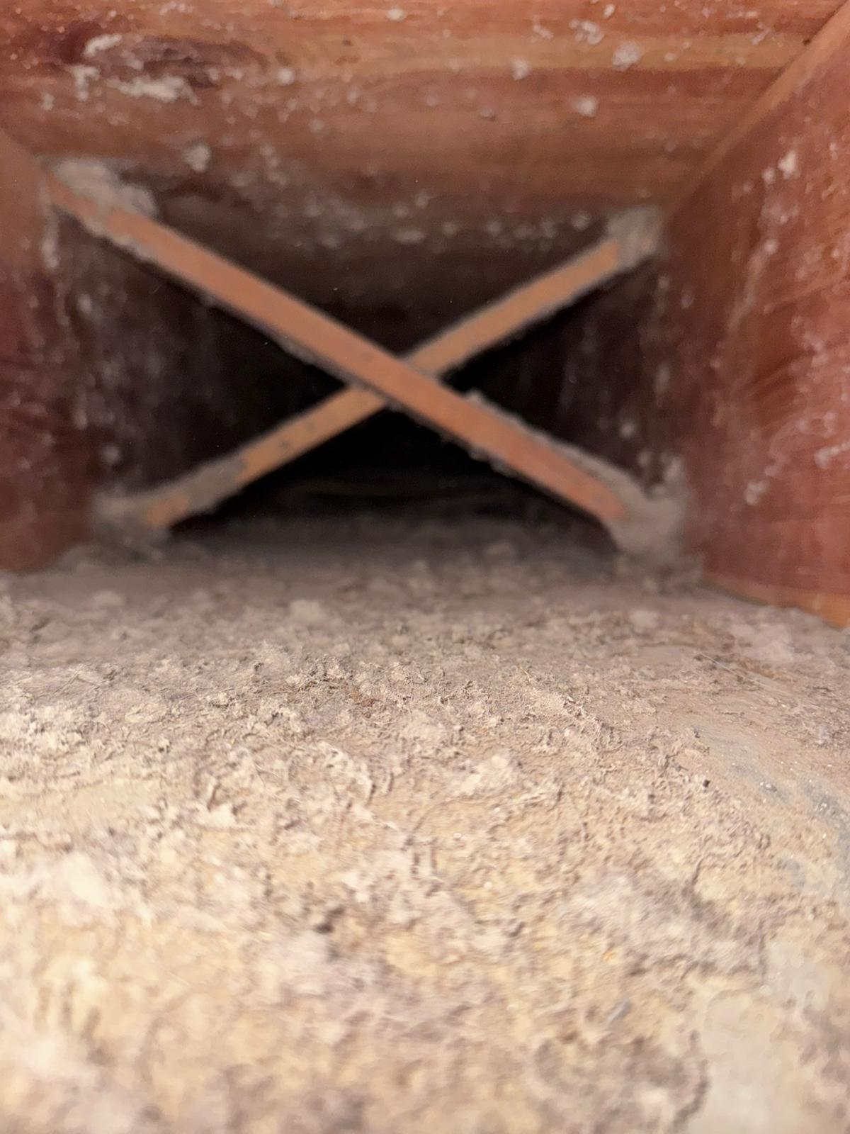 Dirty air duct before cleaning